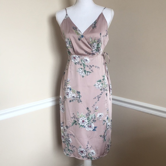 Astr Lavender Sexy Satin Wrap Dress - Picture 2 of 8